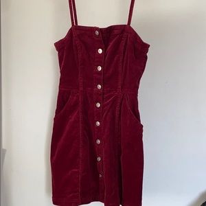 Velvet Burgundy Buttoned mini dress